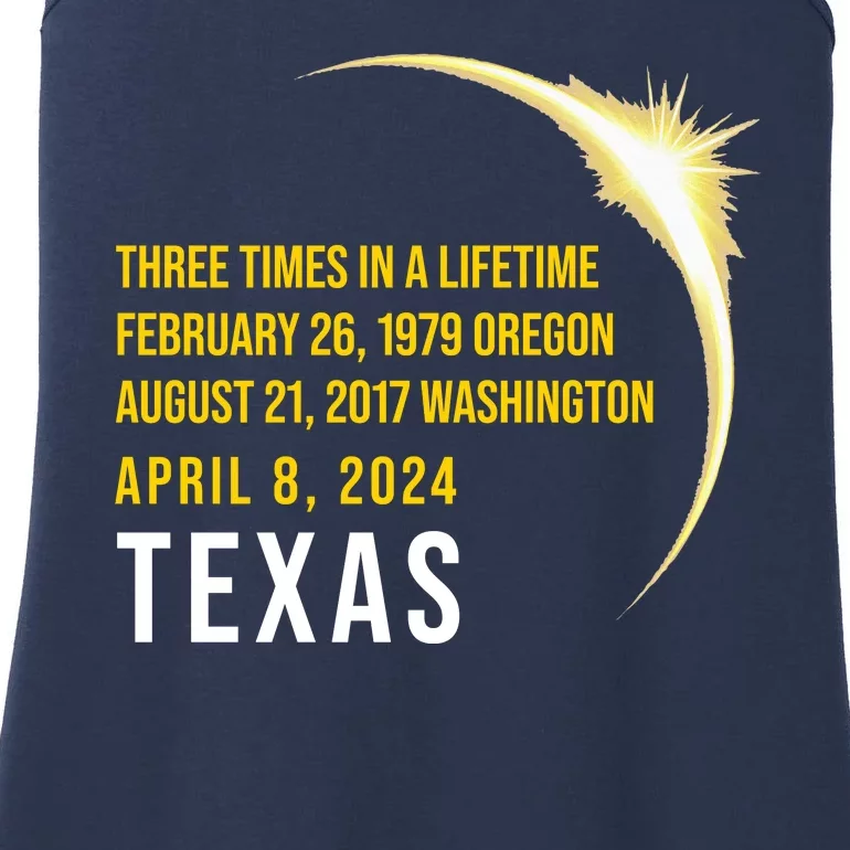 Solar Eclipse Three Times In A Lifetime 2024 Texas Ladies Essential Tank