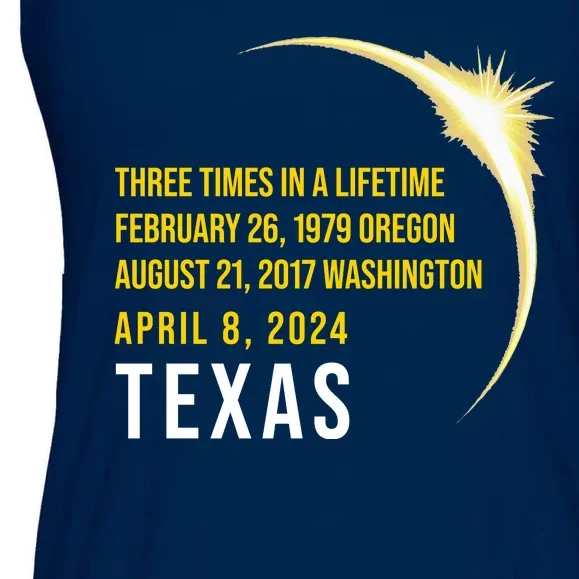 Solar Eclipse Three Times In A Lifetime 2024 Texas Ladies Essential Flowy Tank