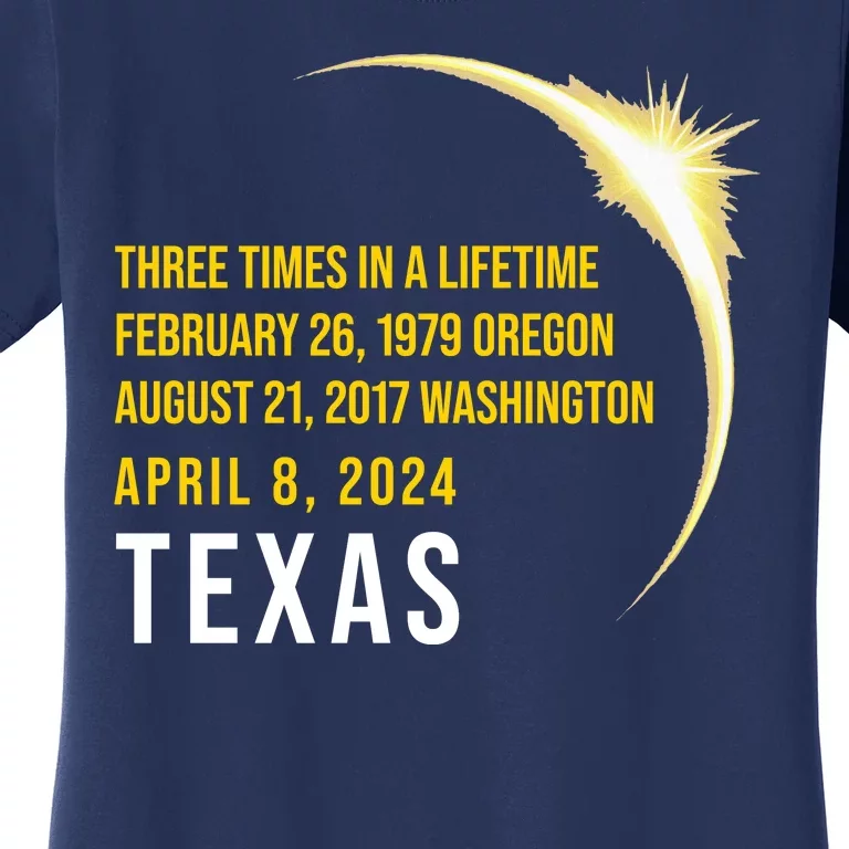 Solar Eclipse Three Times In A Lifetime 2024 Texas Women's T-Shirt