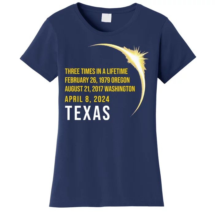 Solar Eclipse Three Times In A Lifetime 2024 Texas Women's T-Shirt