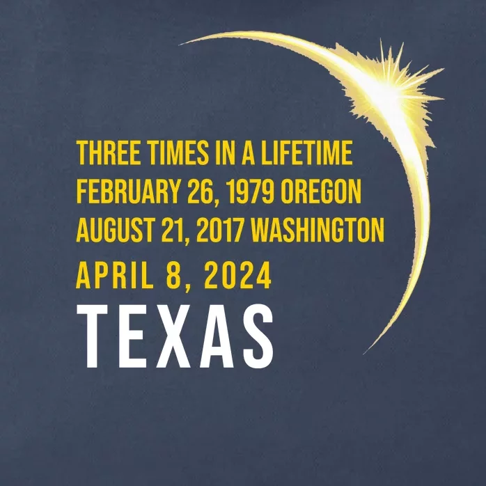 Solar Eclipse Three Times In A Lifetime 2024 Texas Zip Tote Bag