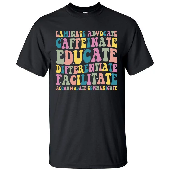 Special Education Teacher Laminate Accommodate Collaborate Tall T-Shirt