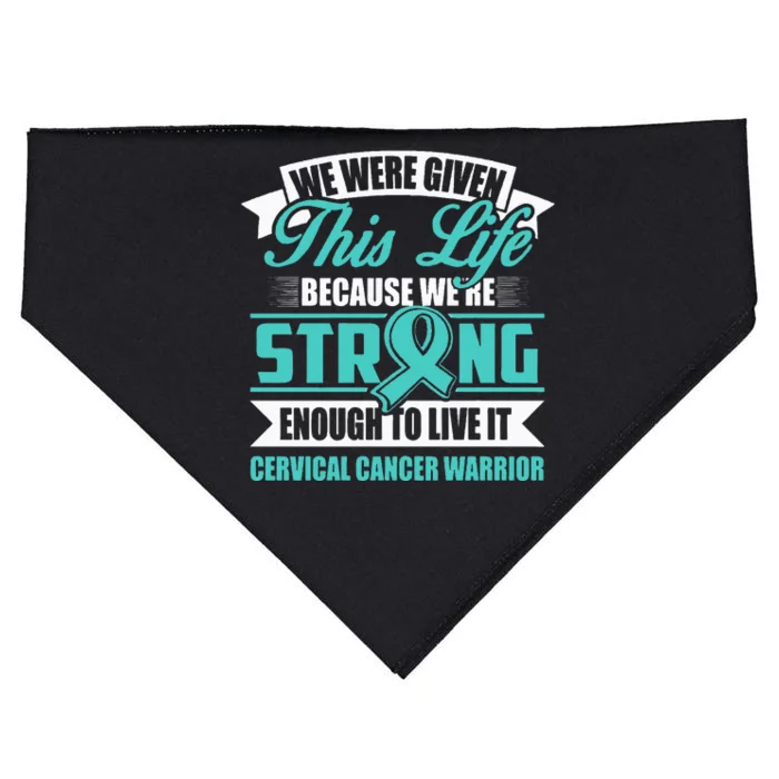 STRONG enough to live this LIFE CERVICAL CANCER WARRIOR USA-Made Doggie Bandana