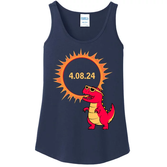 Solar Eclipse T Rex Dinosaur Solar Eclipse Glasses 2024 Ladies Essential Tank