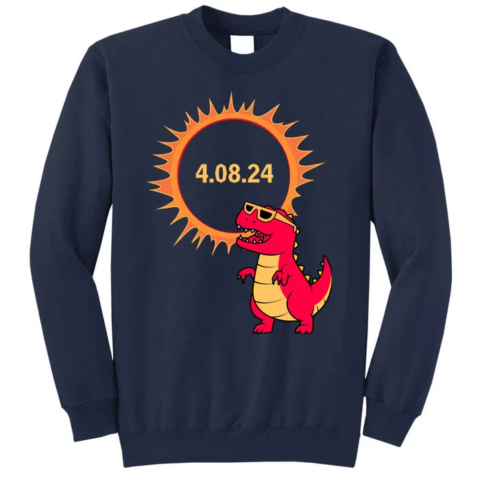 Solar Eclipse T Rex Dinosaur Solar Eclipse Glasses 2024 Tall Sweatshirt