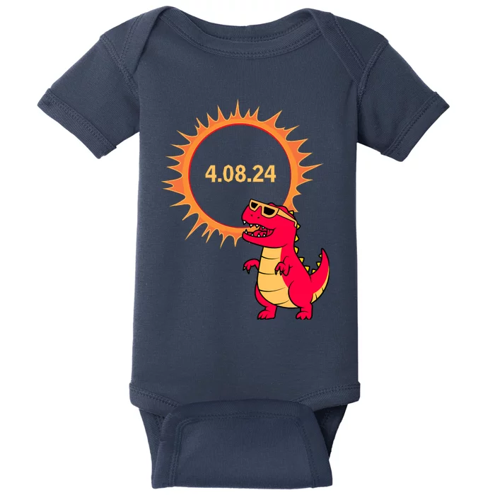 Solar Eclipse T Rex Dinosaur Solar Eclipse Glasses 2024 Baby Bodysuit