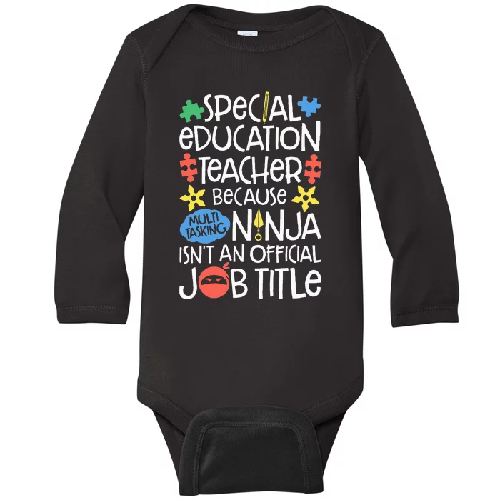 Special Education Teacher Ninja SPED Job Baby Long Sleeve Bodysuit