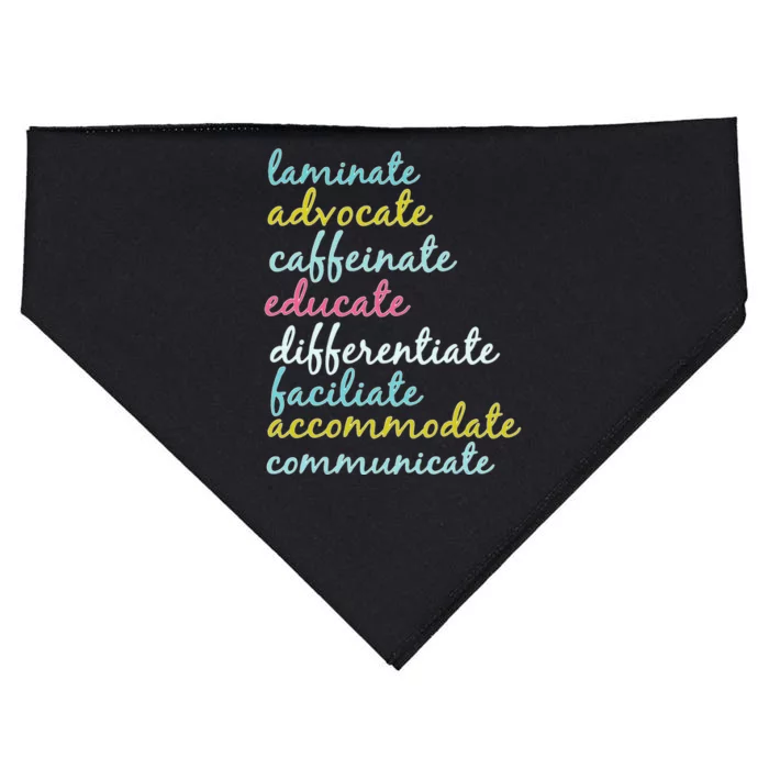 Special Education Teacher Laminate Advocate Caffeinate USA-Made Doggie Bandana