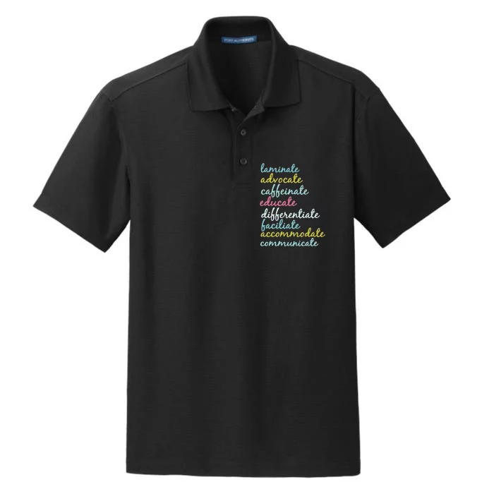 Special Education Teacher Laminate Advocate Caffeinate Dry Zone Grid Performance Polo