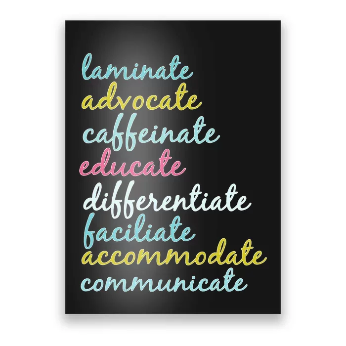 Special Education Teacher Laminate Advocate Caffeinate Poster