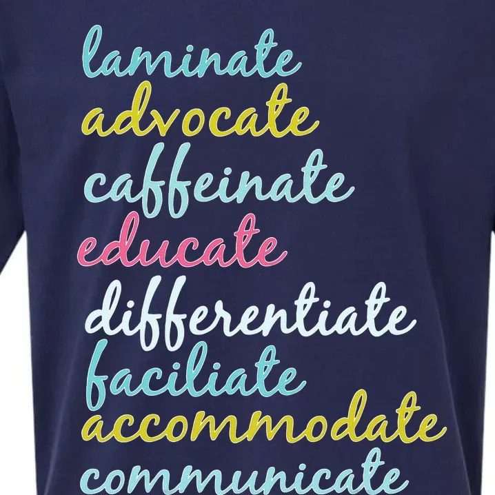 Special Education Teacher Laminate Advocate Caffeinate Sueded Cloud Jersey T-Shirt