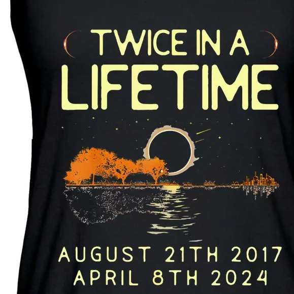 Solar Eclipse Twice In Lifetime April 08 2024 Ladies Essential Flowy Tank