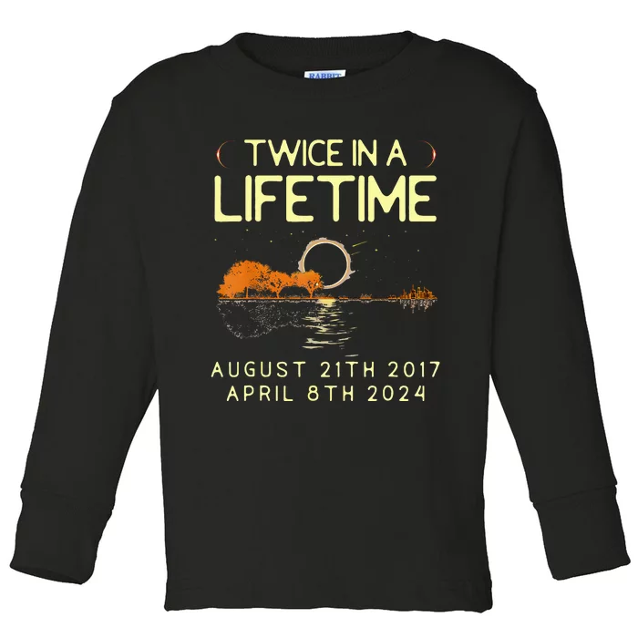 Solar Eclipse Twice In Lifetime April 08 2024 Toddler Long Sleeve Shirt