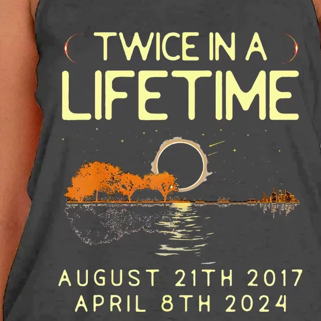 Solar Eclipse Twice In Lifetime April 08 2024 Women's Knotted Racerback Tank