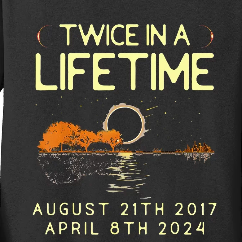 Solar Eclipse Twice In Lifetime April 08 2024 Kids Long Sleeve Shirt