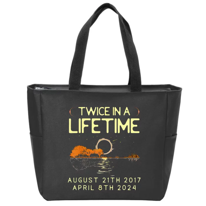 Solar Eclipse Twice In Lifetime April 08 2024 Zip Tote Bag