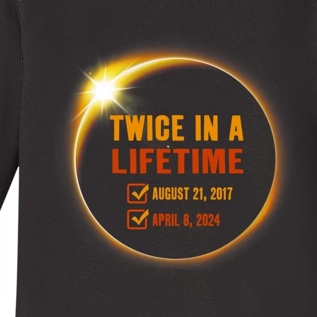 Solar Eclipse Twice In Lifetime 2024 Solar Eclipse Baby Long Sleeve Bodysuit