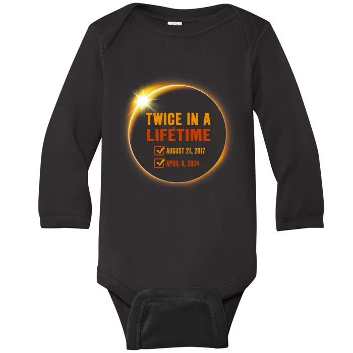 Solar Eclipse Twice In Lifetime 2024 Solar Eclipse Baby Long Sleeve Bodysuit