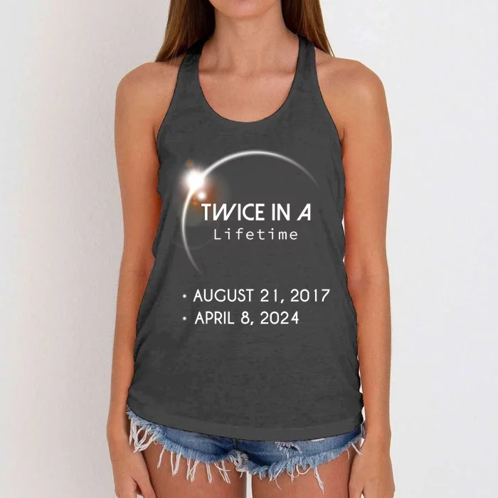 Solar Eclipse Twice In Lifetime 2024 Women's Knotted Racerback Tank