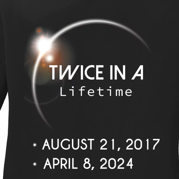 Solar Eclipse Twice In Lifetime 2024 Ladies Long Sleeve Shirt