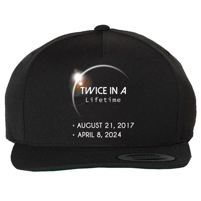 Solar Eclipse Twice In Lifetime 2024 Wool Snapback Cap