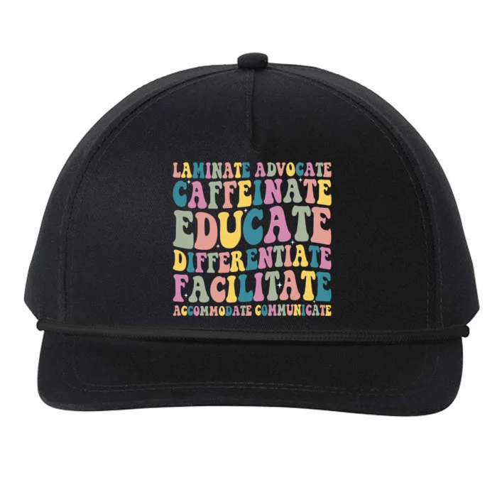 Special Education Teacher Laminate Accommodate Collaborate Snapback Five-Panel Rope Hat