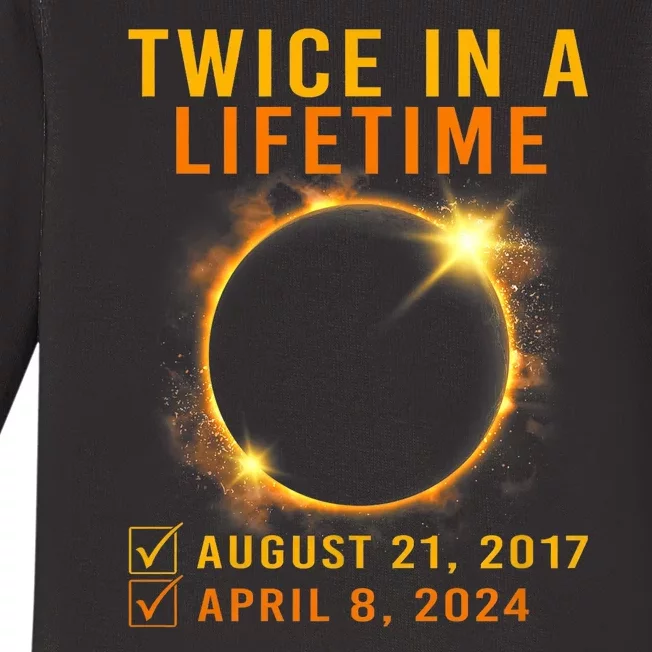 Solar Eclipse Twice In Lifetime 2024 Solar Eclipse Baby Long Sleeve Bodysuit