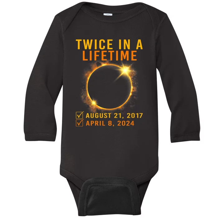 Solar Eclipse Twice In Lifetime 2024 Solar Eclipse Baby Long Sleeve Bodysuit