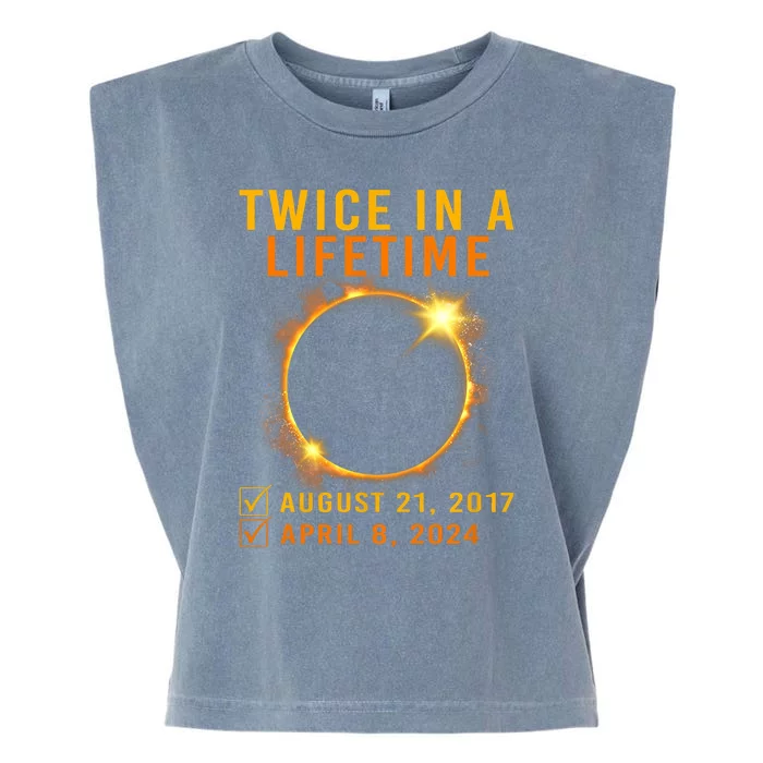 Solar Eclipse Twice In Lifetime 2024 Solar Eclipse Garment-Dyed Women's Muscle Tee