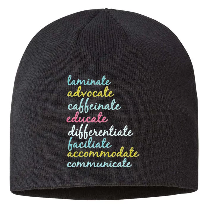 Special Education Teacher Laminate Advocate Caffeinate 8 1/2in Sustainable Knit Beanie