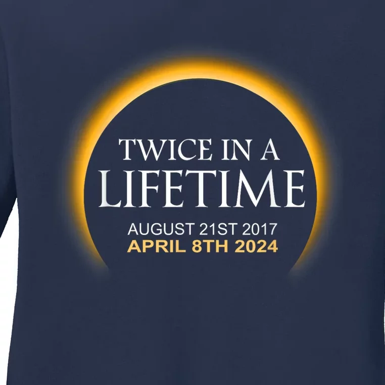 Solar Eclipse Twice In Lifetime 2024 Ladies Long Sleeve Shirt