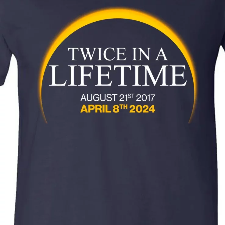 Solar Eclipse Twice In Lifetime 2024 V-Neck T-Shirt