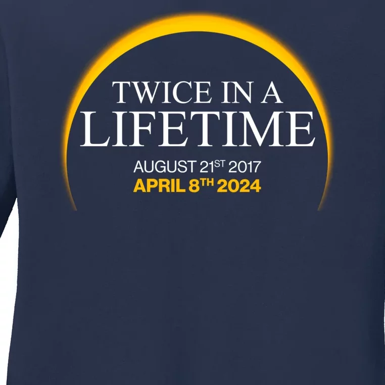 Solar Eclipse Twice In Lifetime 2024 Ladies Long Sleeve Shirt