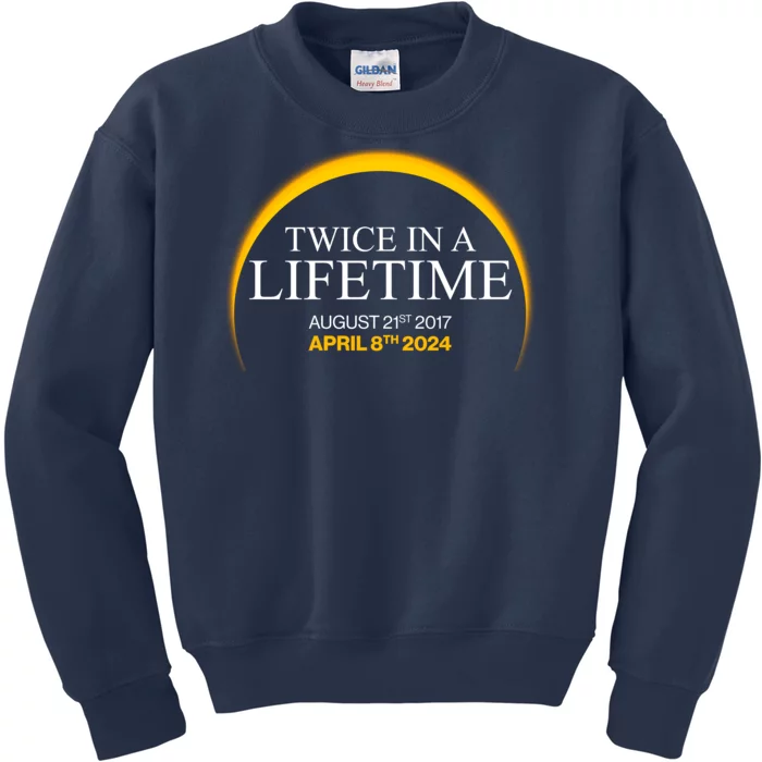 Solar Eclipse Twice In Lifetime 2024 Kids Sweatshirt