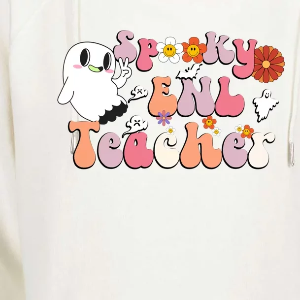 Spooky Enl Teacher Groovy Halloween English New Language Meaningful Gift Womens Funnel Neck Pullover Hood