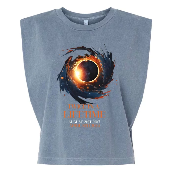 Solar Eclipse Twice In Lifetime 2024 Solar Eclipse Garment-Dyed Women's Muscle Tee