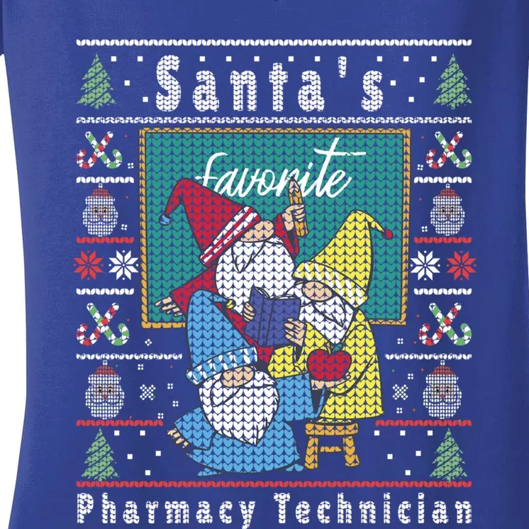 Santas Elfs Ugly Christmas Pharmacytechnician Gift Women's V-Neck T-Shirt