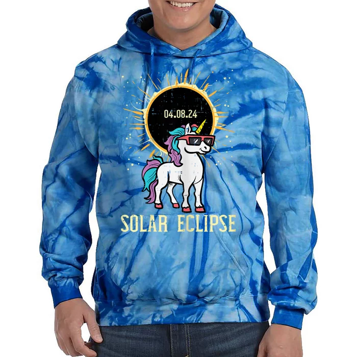 Solar Eclipse Unicorn 04.08.24 Teen Tie Dye Hoodie