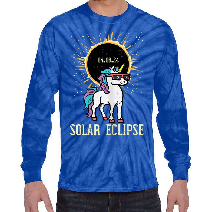 Solar Eclipse Unicorn 04.08.24 Teen Tie-Dye Long Sleeve Shirt