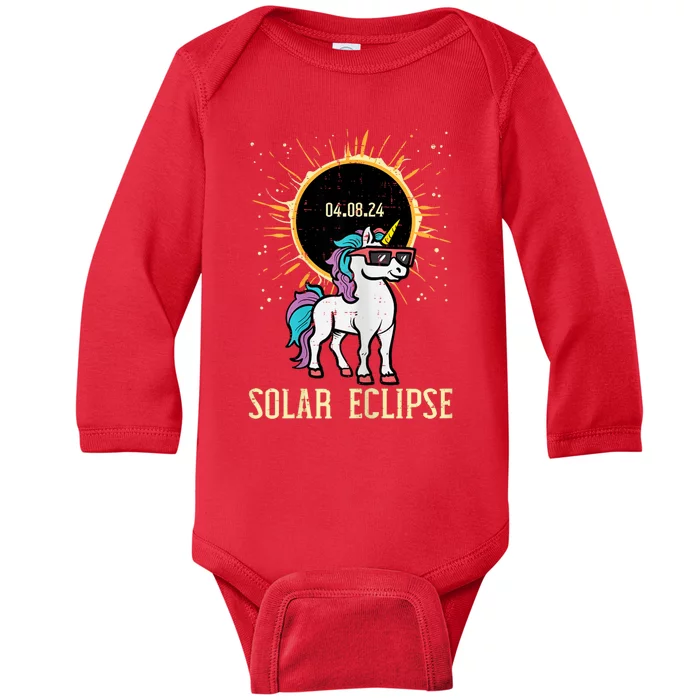 Solar Eclipse Unicorn 04.08.24 Teen Baby Long Sleeve Bodysuit