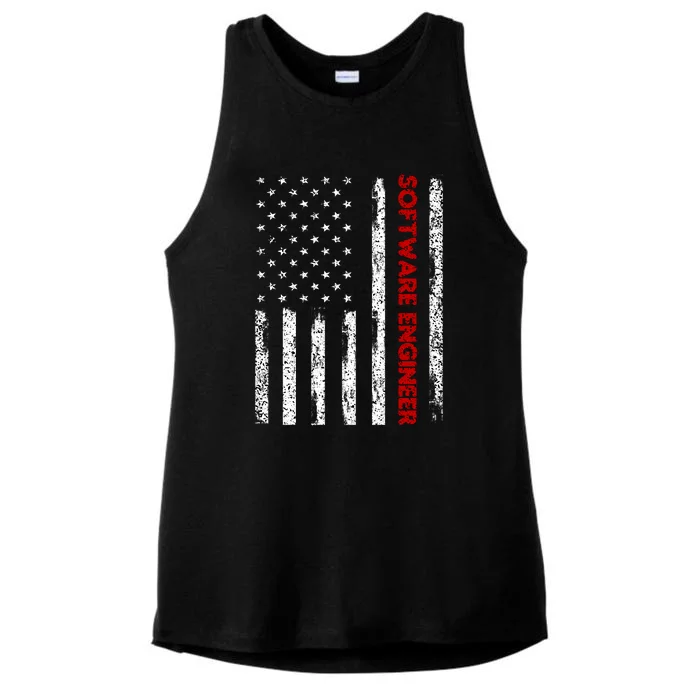 Software Engineer USA Flag Ladies Tri-Blend Wicking Tank