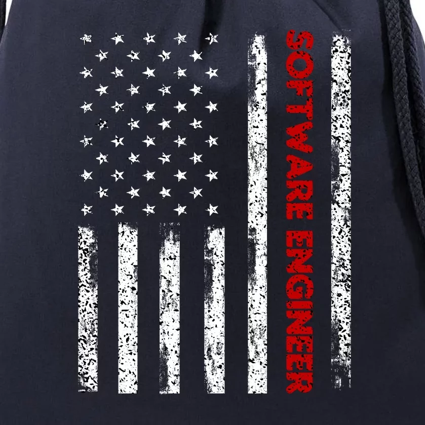 Software Engineer USA Flag Drawstring Bag