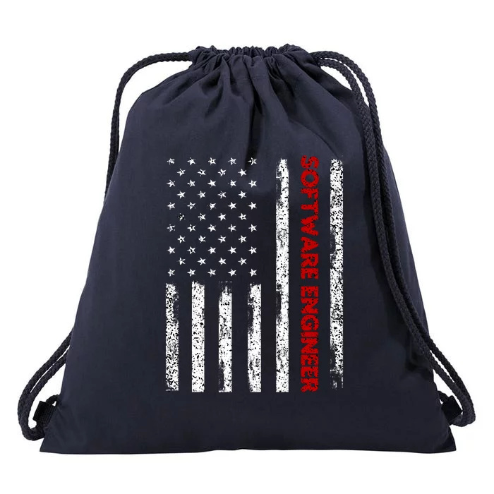 Software Engineer USA Flag Drawstring Bag