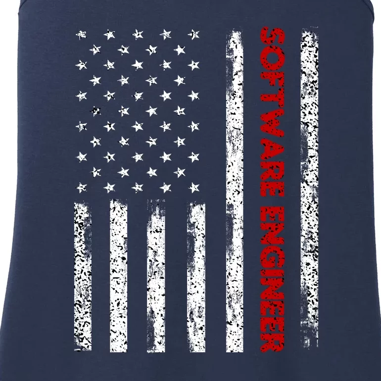 Software Engineer USA Flag Ladies Essential Tank