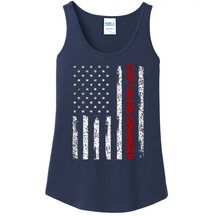 Software Engineer USA Flag Ladies Essential Tank