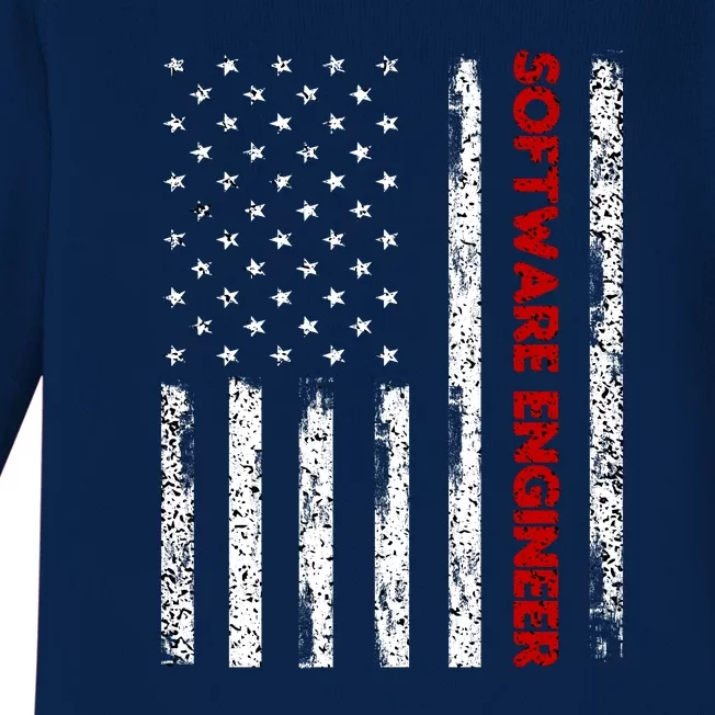 Software Engineer USA Flag Baby Long Sleeve Bodysuit