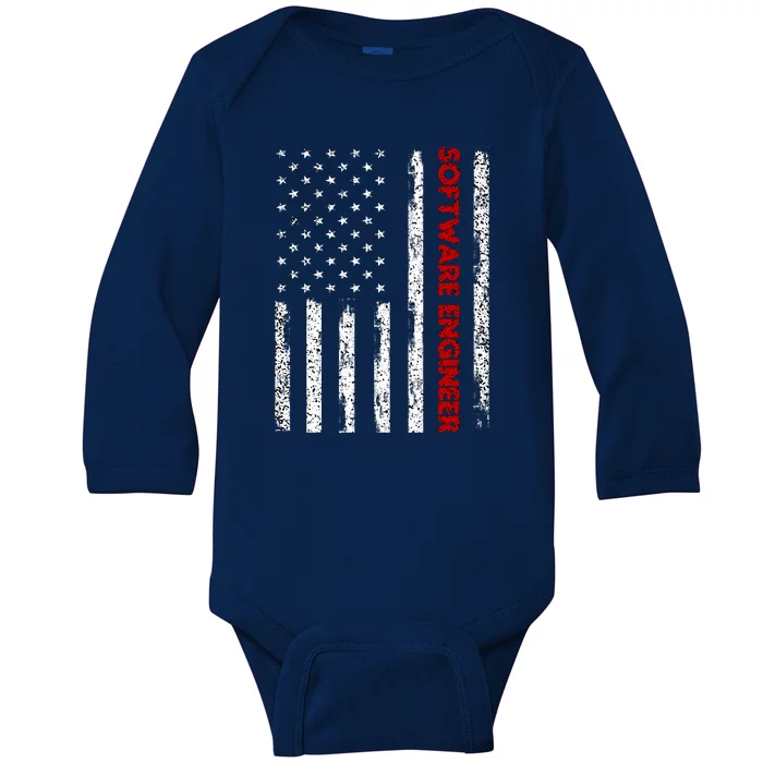 Software Engineer USA Flag Baby Long Sleeve Bodysuit