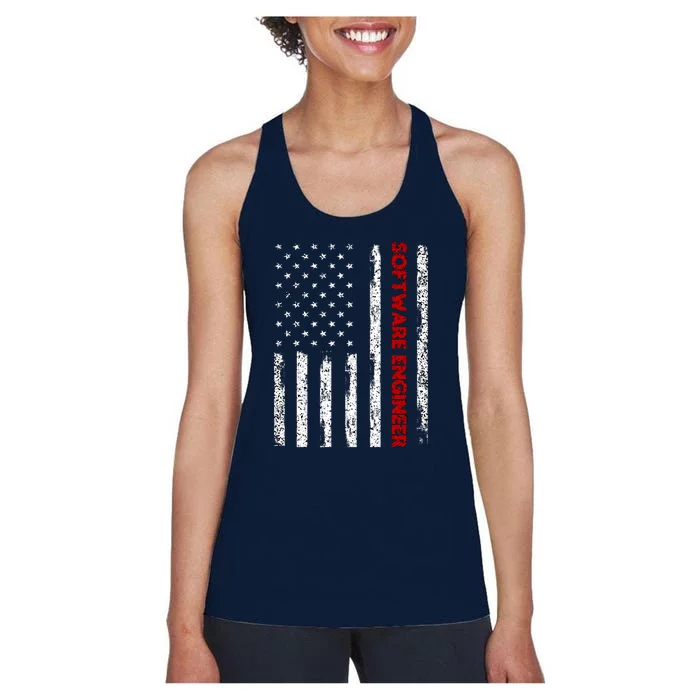 Software Engineer USA Flag Women's Racerback Tank