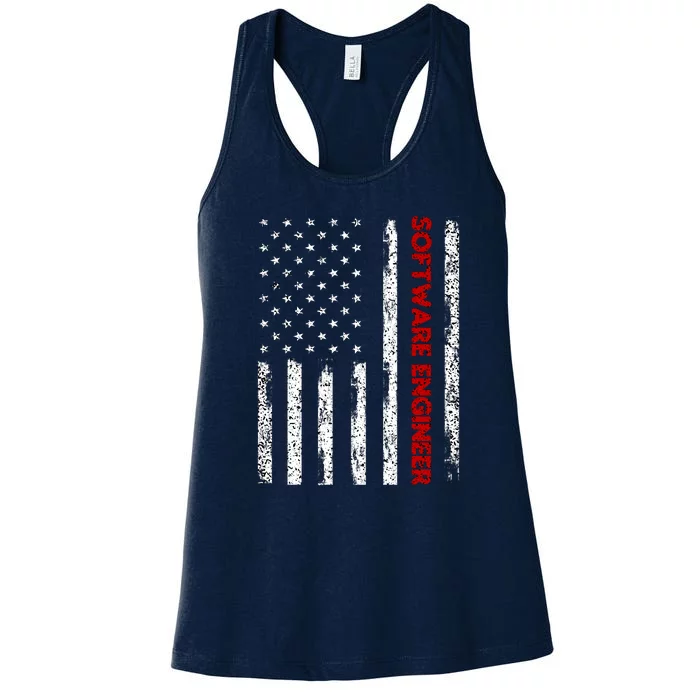 Software Engineer USA Flag Women's Racerback Tank