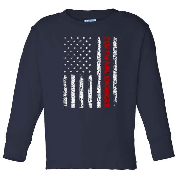 Software Engineer USA Flag Toddler Long Sleeve Shirt